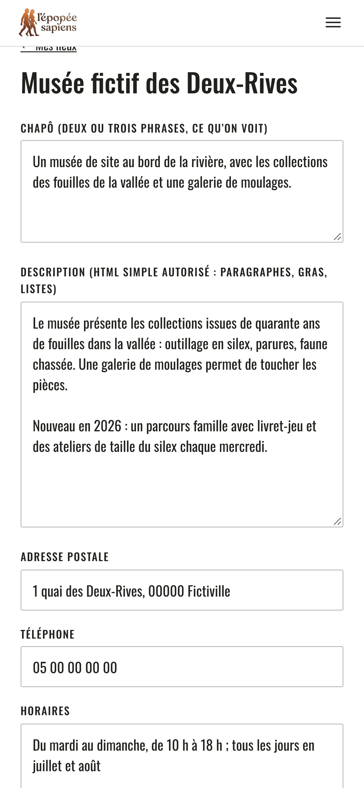 L'Épopée Sapiens, cas concret 2