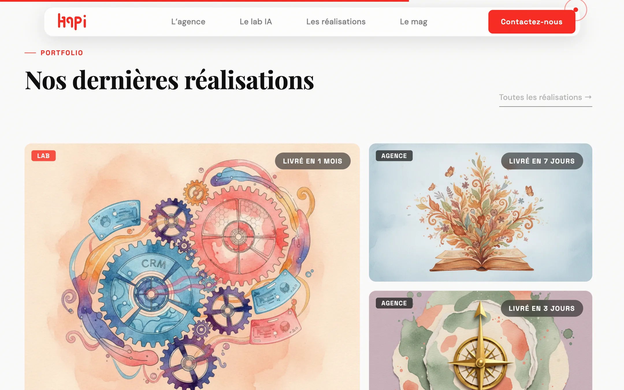 Site Hapi V1, vitrine desktop