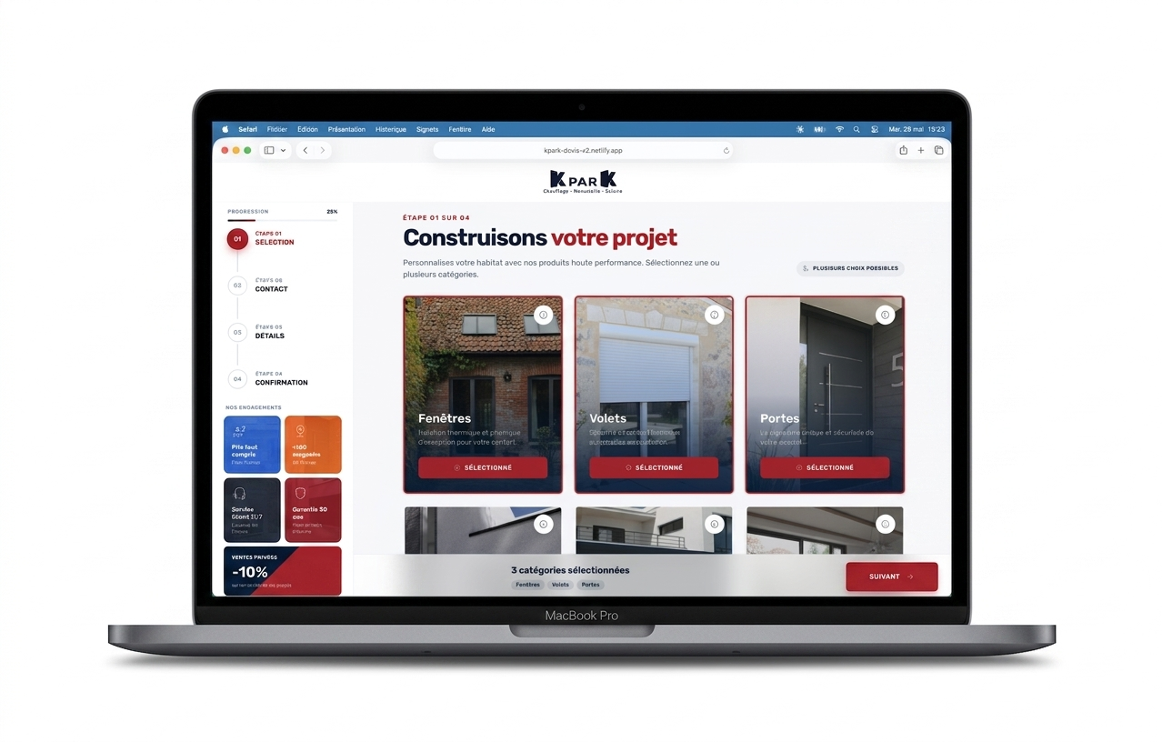 KparK - configurateur multi-choix fenêtres volets portes