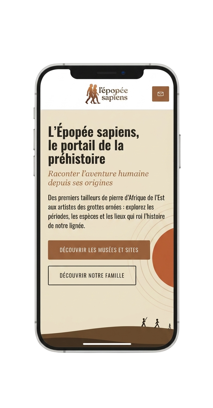 Homepage L'Épopée Sapiens sur iPhone