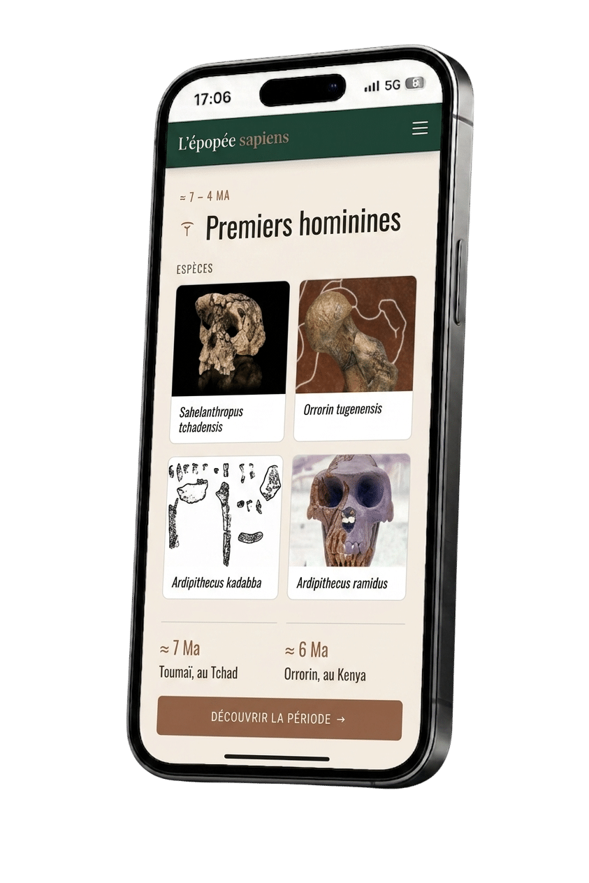 Page période Premiers hominines sur mobile